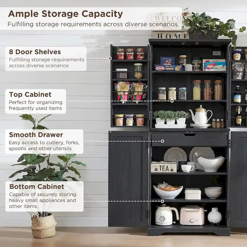 Mobile da cucina rustico blu/grigio/marrone/nero/bianco con ante a scomparsa e doppie porte scorrevoli, per 1 persona
