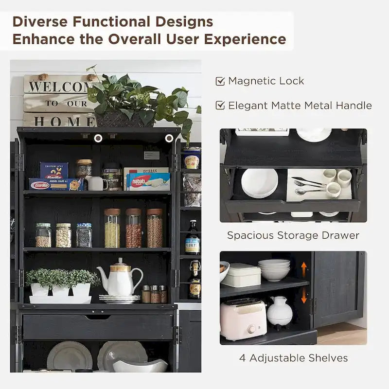 Mobile da cucina rustico blu/grigio/marrone/nero/bianco con ante a scomparsa e doppie porte scorrevoli, per 1 persona