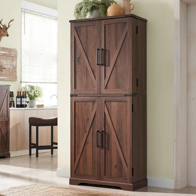 Mobile da cucina rustico blu/grigio/marrone/nero/bianco con ante a scomparsa e doppie porte scorrevoli, per 1 persona