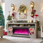 Farmhouse Fireplace TV Stand for 80  TV, Rustic Entertainment Center