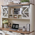 Credenza da scrivania da fattoria con ante scorrevoli singole, color rovere scuro anticato/rovere naturale