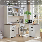 Credenza da scrivania da fattoria con ante scorrevoli singole, color rovere scuro anticato/rovere naturale