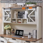 Credenza da scrivania da fattoria con ante scorrevoli singole, color rovere scuro anticato/rovere naturale