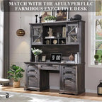 Credenza da scrivania da fattoria con ante scorrevoli singole, color rovere scuro anticato/rovere naturale