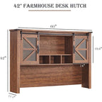 Credenza da scrivania da fattoria con ante scorrevoli singole, color rovere scuro anticato/rovere naturale