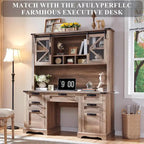 Credenza da scrivania da fattoria con ante scorrevoli singole, color rovere scuro anticato/rovere naturale