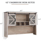 Credenza da scrivania da fattoria con ante scorrevoli singole, color rovere scuro anticato/rovere naturale