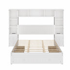 Letto a piattaforma matrimoniale bianco con cassetti contenitore, comodini e stazioni di ricarica, per 1-2 persone