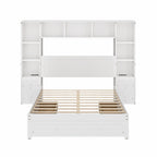 Letto a piattaforma matrimoniale bianco con cassetti contenitore, comodini e stazioni di ricarica, per 1-2 persone