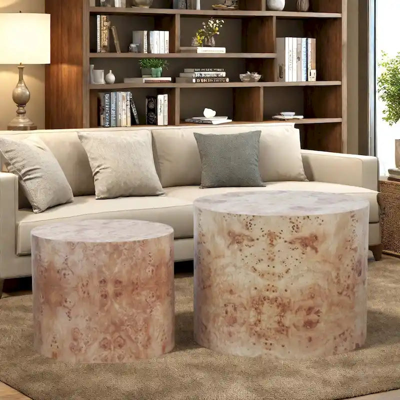 19  Solid Wood 2-Piece Coffee Table Set - No Assembly Required for Small Spaces Living Room