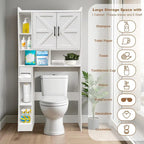 Mobiletto da bagno salvaspazio da mettere sopra il WC, stile rustico, bianco, con ripiani, montaggio a 1 persona