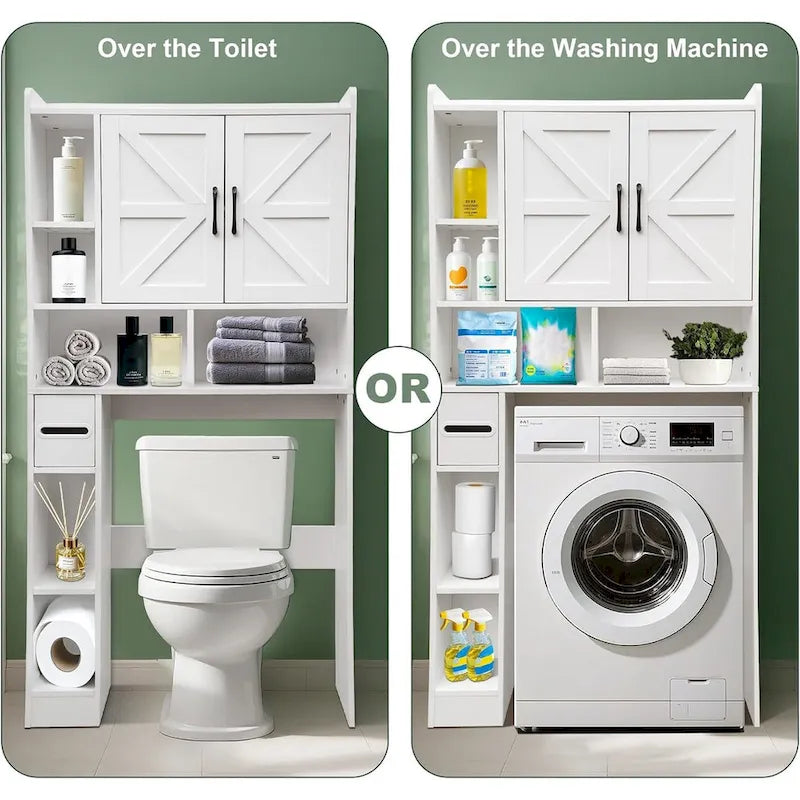 Mobiletto da bagno salvaspazio da mettere sopra il WC, stile rustico, bianco, con ripiani, montaggio a 1 persona
