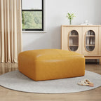 Pouf quadrato in pelle, marrone/blu, monoposto
