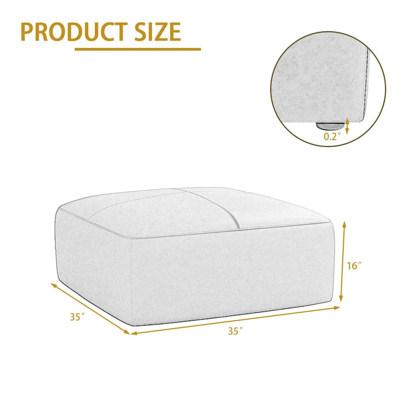 Pouf quadrato in pelle, marrone/blu, monoposto