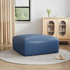 Pouf quadrato in pelle, marrone/blu, monoposto