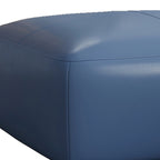 Pouf quadrato in pelle, marrone/blu, monoposto