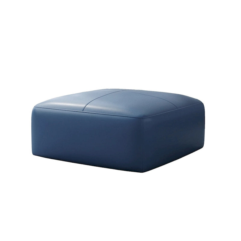 Pouf quadrato in pelle, marrone/blu, monoposto