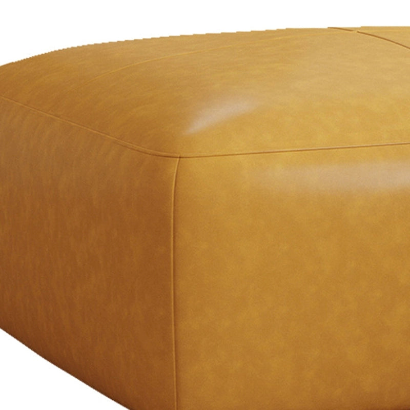 Pouf quadrato in pelle, marrone/blu, monoposto