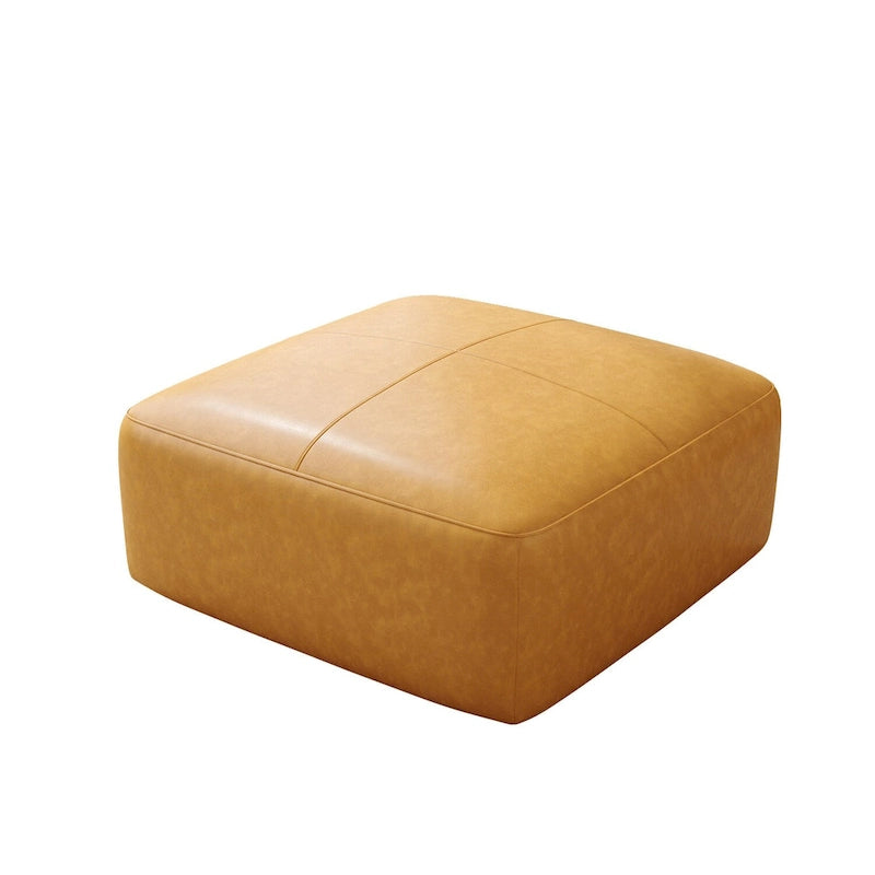 Pouf quadrato in pelle, marrone/blu, monoposto