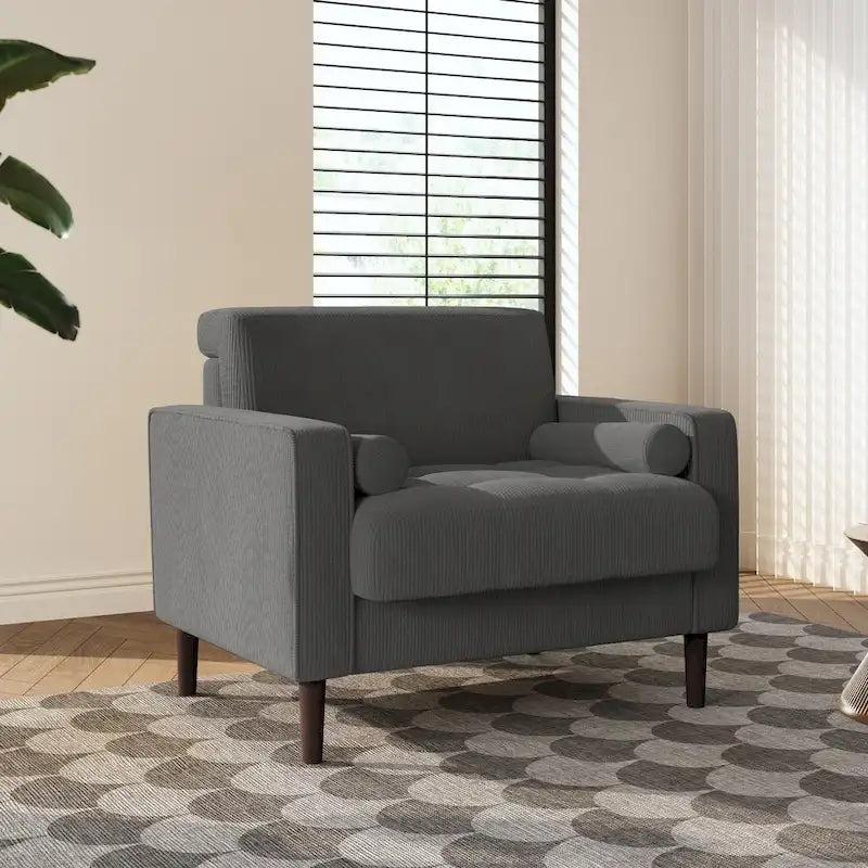 Poltrona d'Appoggio in Velluto a Coste, Stile Mid-Century, Singola o Set da 2