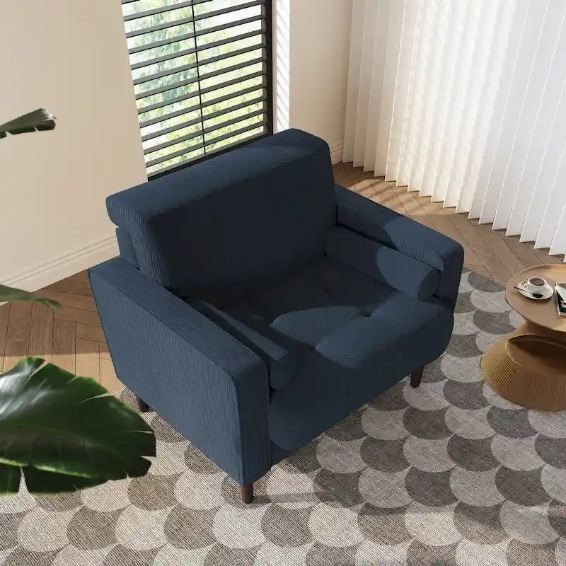 Poltrona d'Appoggio in Velluto a Coste, Stile Mid-Century, Singola o Set da 2