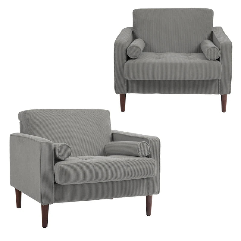 Poltrona d'Appoggio in Velluto a Coste, Stile Mid-Century, Singola o Set da 2