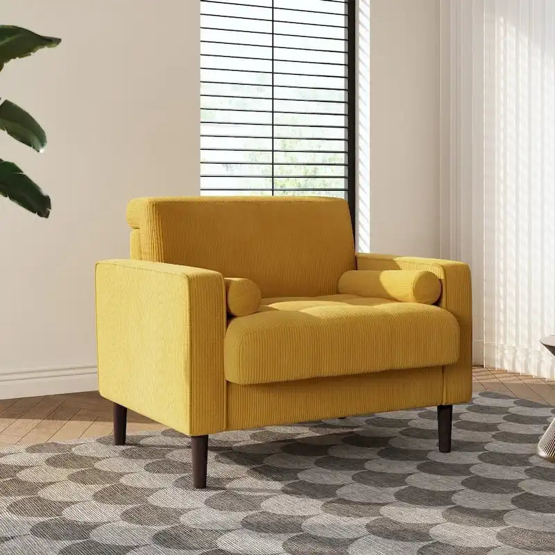 Poltrona d'Appoggio in Velluto a Coste, Stile Mid-Century, Singola o Set da 2