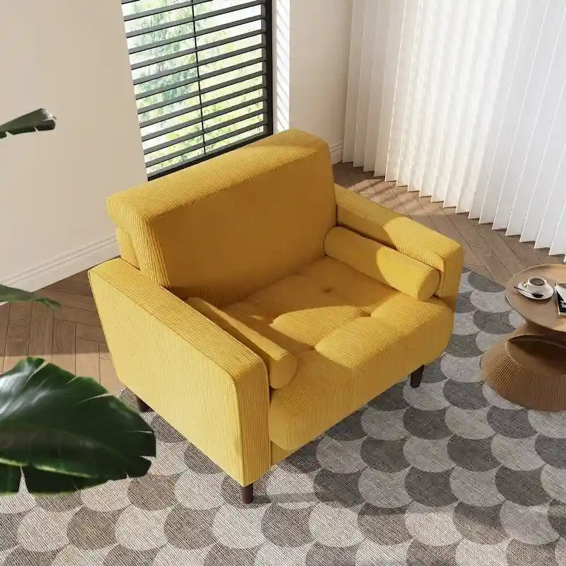 Poltrona d'Appoggio in Velluto a Coste, Stile Mid-Century, Singola o Set da 2