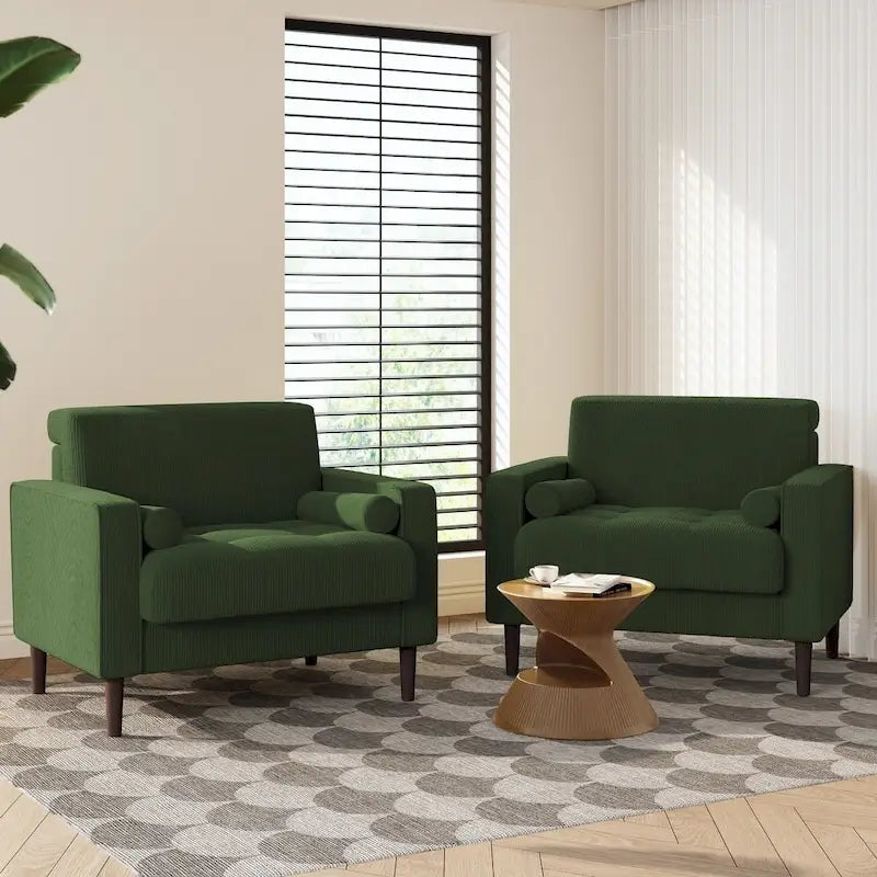 Poltrona d'Appoggio in Velluto a Coste, Stile Mid-Century, Singola o Set da 2