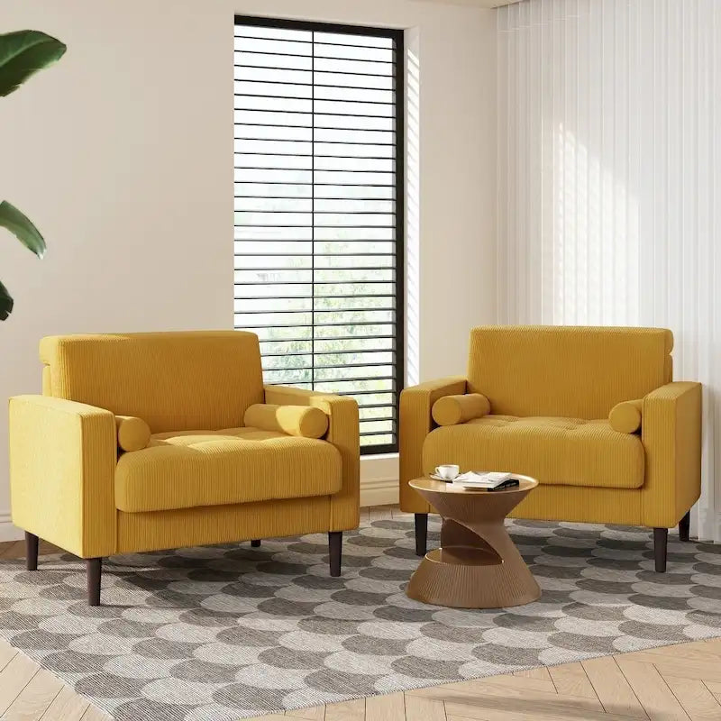 Poltrona d'Appoggio in Velluto a Coste, Stile Mid-Century, Singola o Set da 2