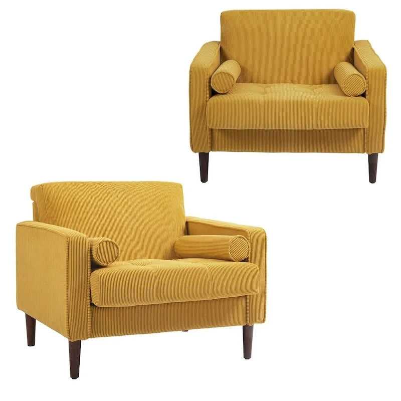 Poltrona d'Appoggio in Velluto a Coste, Stile Mid-Century, Singola o Set da 2