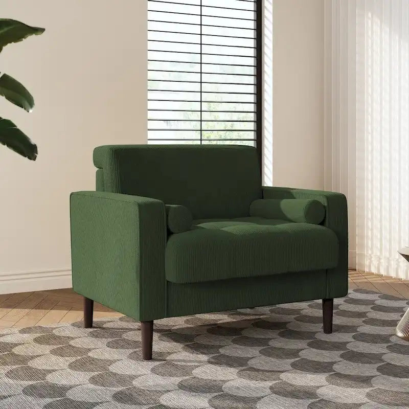 Poltrona d'Appoggio in Velluto a Coste, Stile Mid-Century, Singola o Set da 2