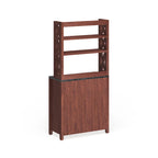 Credenza alta vintage in noce con più vani, stile rustico country, montaggio a 2 persone