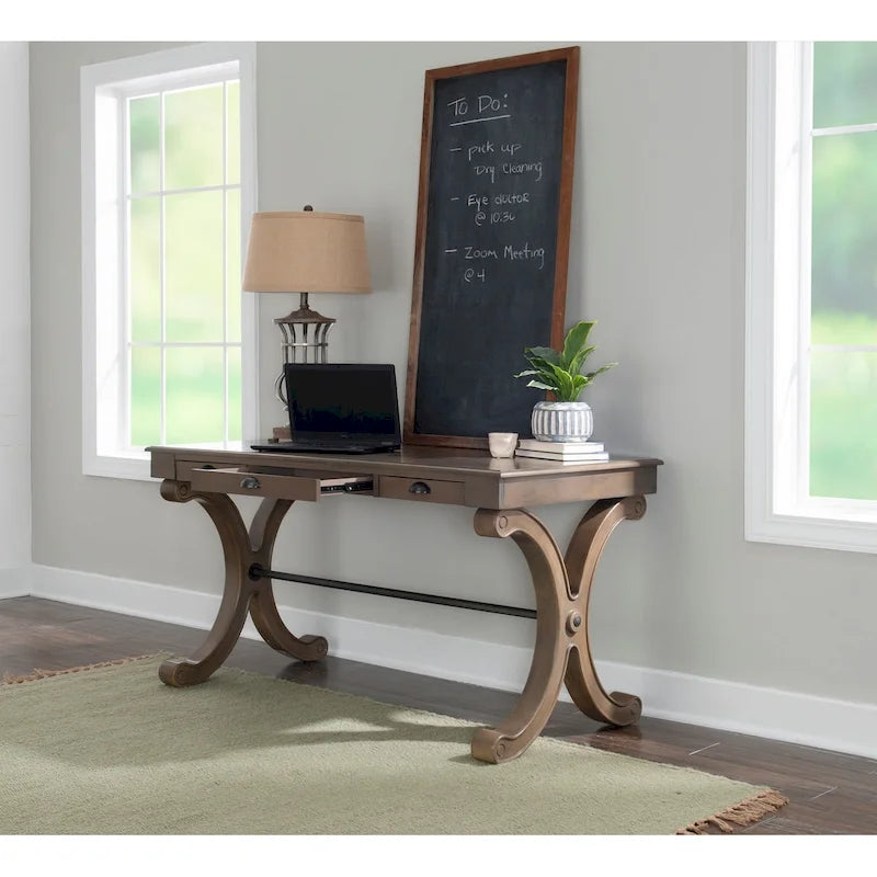 Scrivania Grigia con 3 Cassetti, 1 Posto