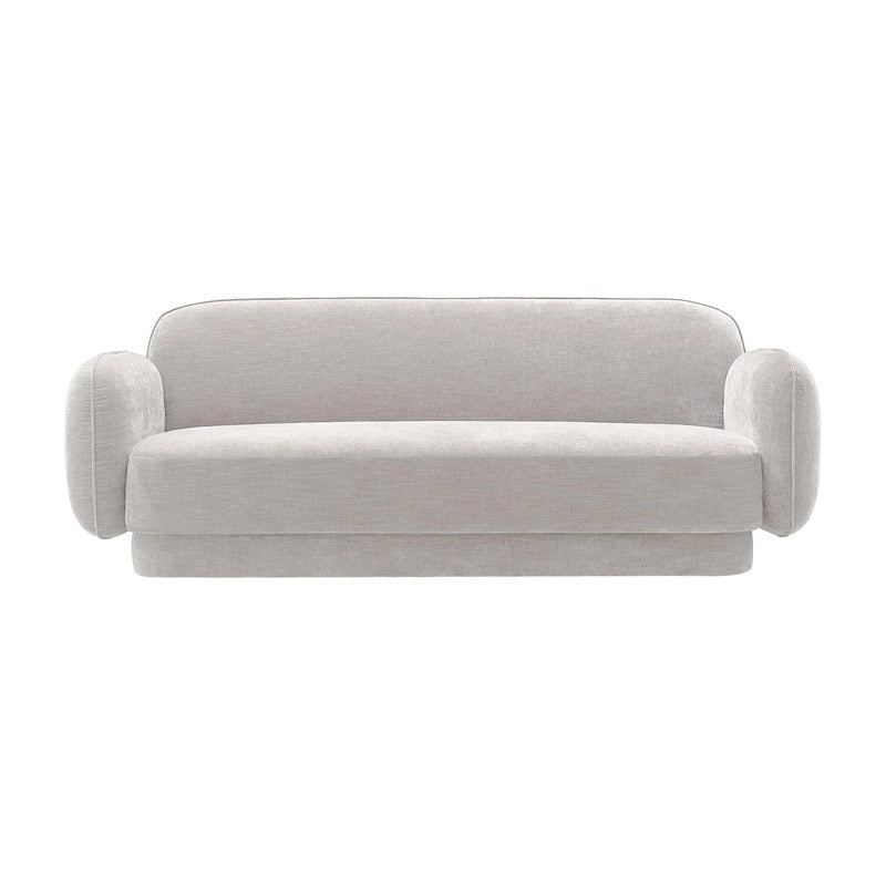 Divano a 3 posti in velluto grigio pietra / marrone cioccolato / blu mare