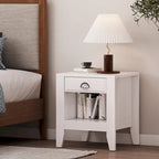 Comodino bianco/nero in simil legno con cassetto, da una piazza