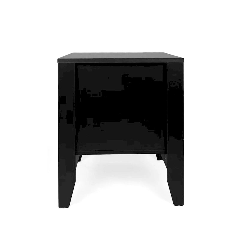 Comodino bianco/nero in simil legno con cassetto, da una piazza