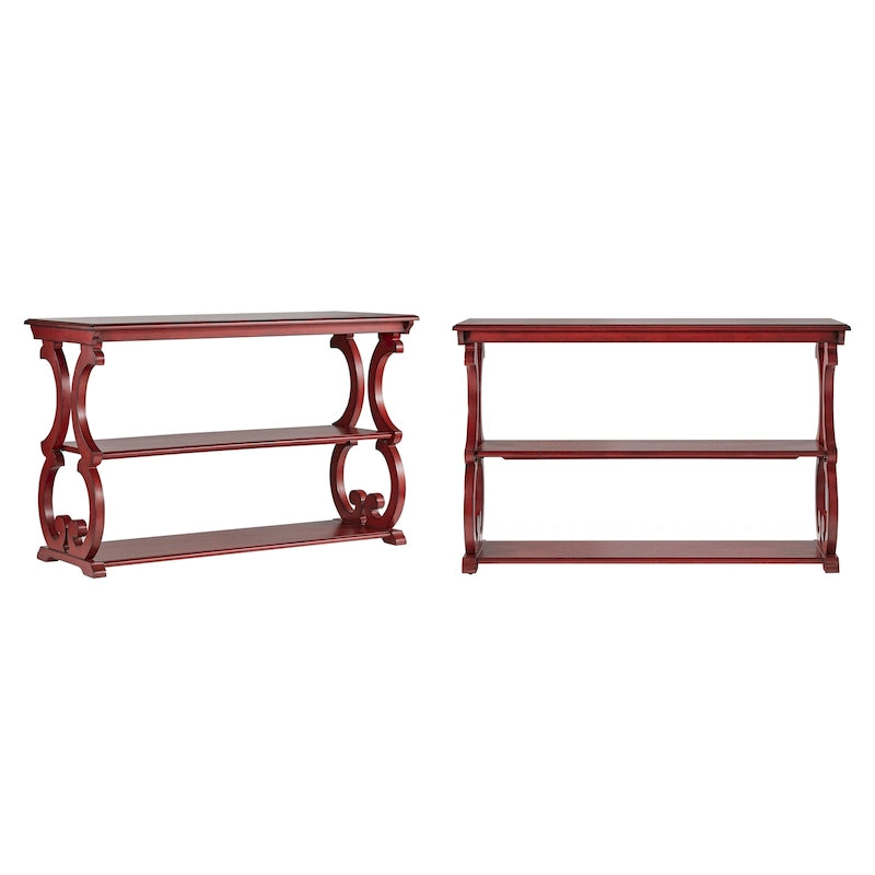 Tavolo a Consolle intagliato in Legno – Rosso Bacca / Verde Salvia Antico / Rovere / Nero Antico