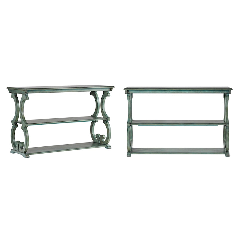 Tavolo a Consolle intagliato in Legno – Rosso Bacca / Verde Salvia Antico / Rovere / Nero Antico