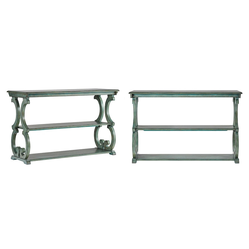 Tavolo a Consolle intagliato in Legno – Rosso Bacca / Verde Salvia Antico / Rovere / Nero Antico