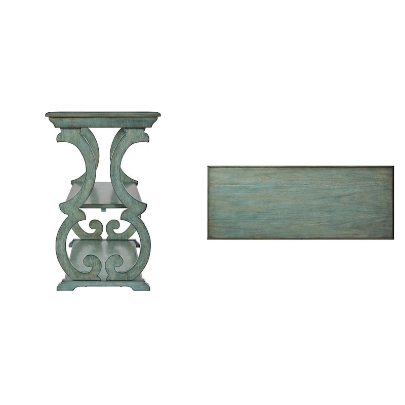 Tavolo a Consolle intagliato in Legno – Rosso Bacca / Verde Salvia Antico / Rovere / Nero Antico