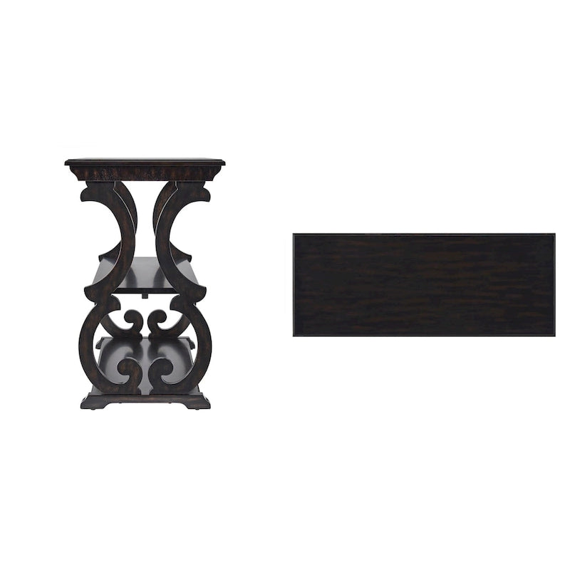 Tavolo a Consolle intagliato in Legno – Rosso Bacca / Verde Salvia Antico / Rovere / Nero Antico