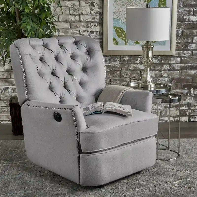 Poltrona reclinabile elettrica in tessuto trapuntato, multicolore, monoposto, gambe nere