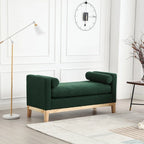 Panca rivestita in tessuto bouclé nero / grigio chiaro / caramello / avorio / verde con gambe in legno scanalato, seduta singola