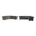 Divano Sezionale Chesterfield a L a 6 Posti – Velluto / Lino / Pelle