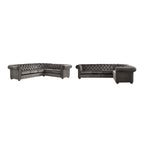 Divano Sezionale Chesterfield a L a 6 Posti – Velluto / Lino / Pelle