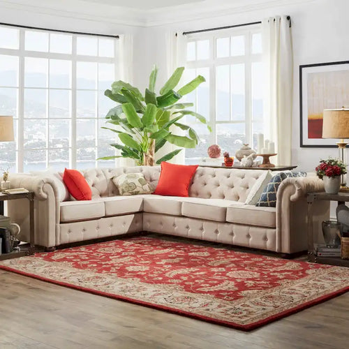Gdansk 6-Seat L-Shaped Chesterfield Sectional Sofa