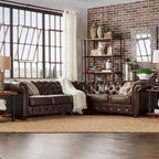 Divano Sezionale Chesterfield a L a 6 Posti – Velluto / Lino / Pelle