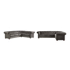 Divano Sezionale Chesterfield a L a 6 Posti – Velluto / Lino / Pelle