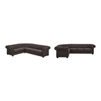 Divano Sezionale Chesterfield a L a 6 Posti – Velluto / Lino / Pelle
